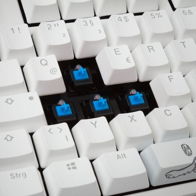 Ducky One 2 White Edition PBT Gaming Keyboard, MX-Blue, white LED - white image number 8