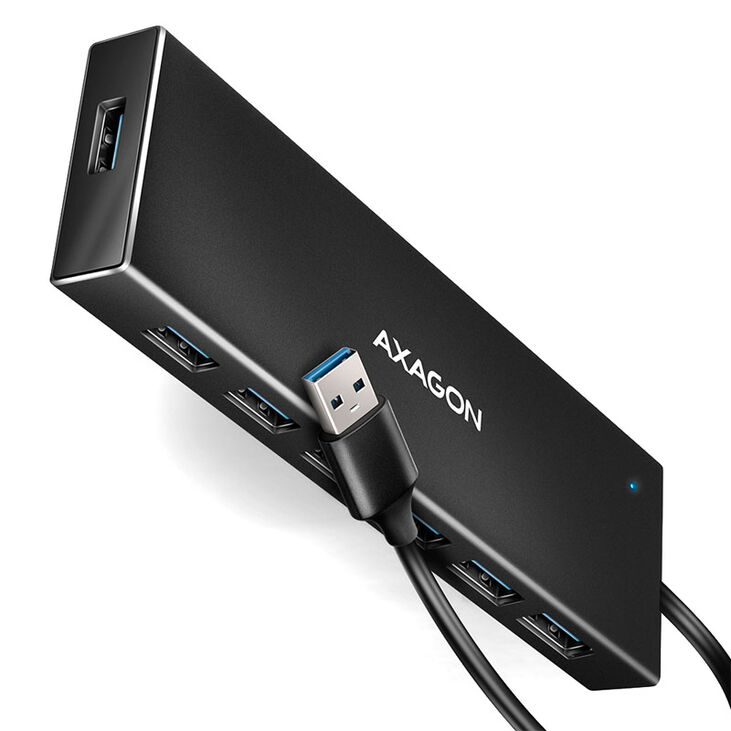 AXAGON HUE-F7A USB Hub, 7x USB 3.2 Gen 1, external power supply - 1m image number 1