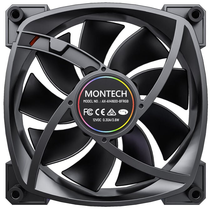 Montech AX140 PWM ARGB L&uuml;fter - 140mm, schwarz image number 3