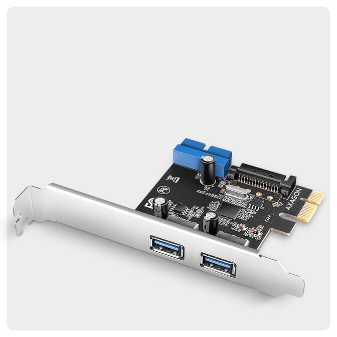 AXAGON PCEU-232RS expansion card, PCIe 4.0 x1, 4x USB 3.0, 2x internal - black image number 2
