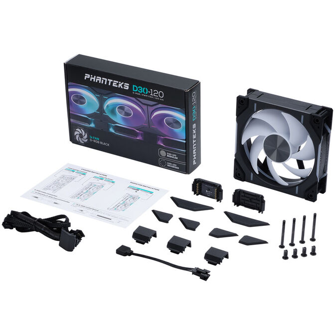 PHANTEKS D30 PWM Regular Airflow D-RGB L&uuml;fter - 120mm, schwarz image number 8