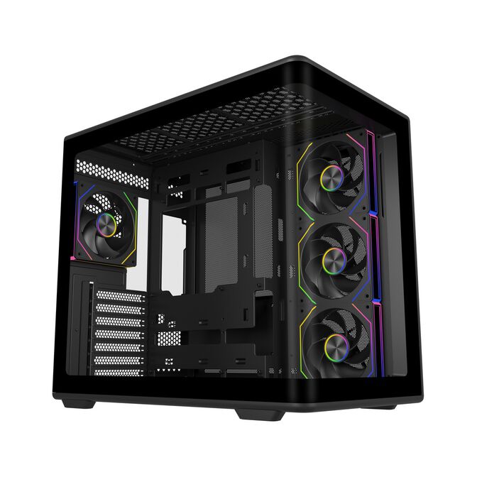 Cooler Master Elite 600 PC Case, Mid Tower, ATX, Tempered Glass - including 4x Fans, Black image number 0