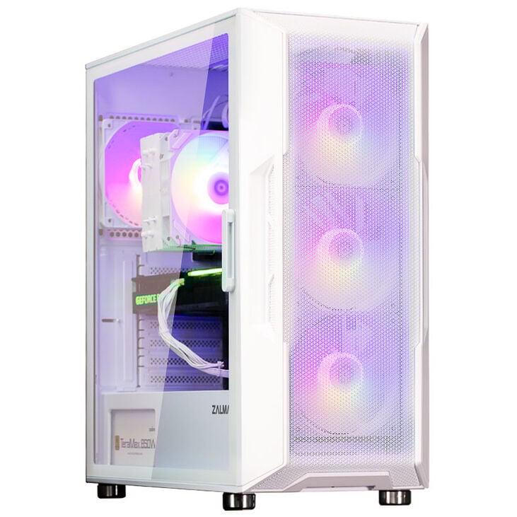 Zalman i3 Neo PC Case, Midi Tower, ATX, RGB, Tempered Glass - White image number 2