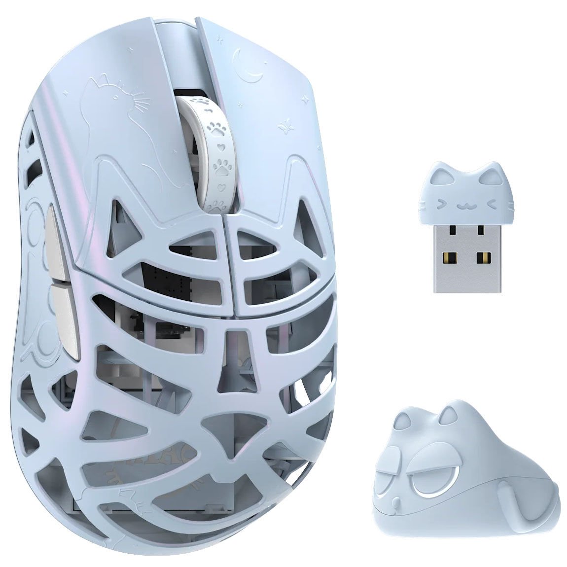 WLMOUSE Beast Miao Gaming Maus, Omron Optical Switches - eisblau