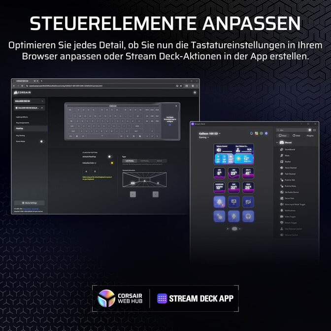 CORSAIR Galleon 100 SD Gaming-Tastatur, Full-Size, integriertes Stream Deck, Hot-Swap, DE - schwarz image number 40