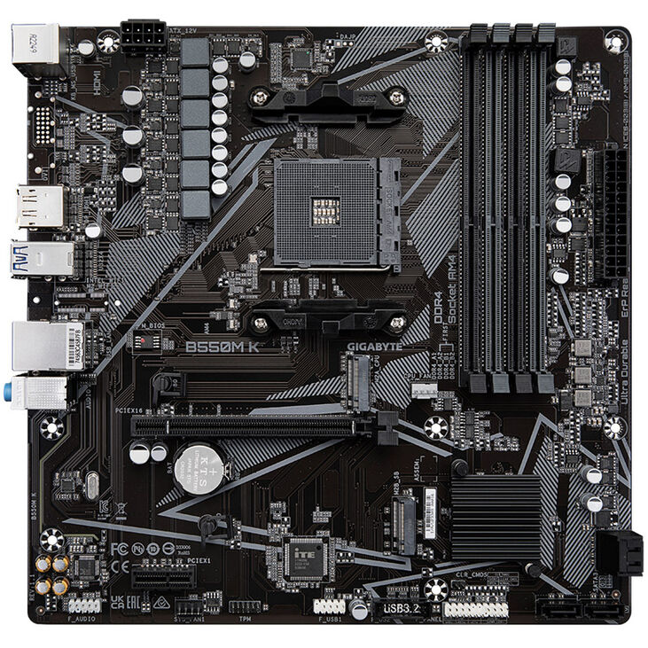 GIGABYTE B550M K motherboard, Socket AM4, AMD B550, Micro-ATX, DDR4 image number 2