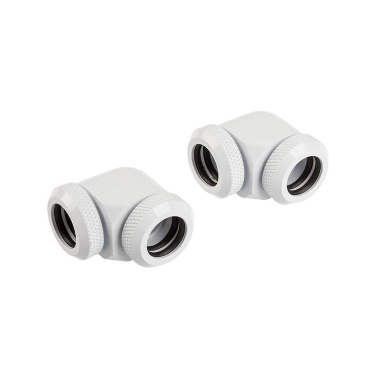 Corsair Hydro X Series XF Hardline Adapter 90 Grad 12mm AD auf 12mm AD Hardtube - 2er Pack, weiß image number 0