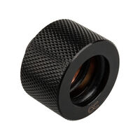 Alphacool HT fitting straight G1/4 inch female thread to 16mm OD hard tube - knurled, black