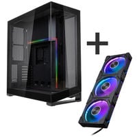 PHANTEKS NV7 - schwarz + D30 PWM Reverse Airflow D-RGB L&uuml;fter, 3er Pack - 120mm