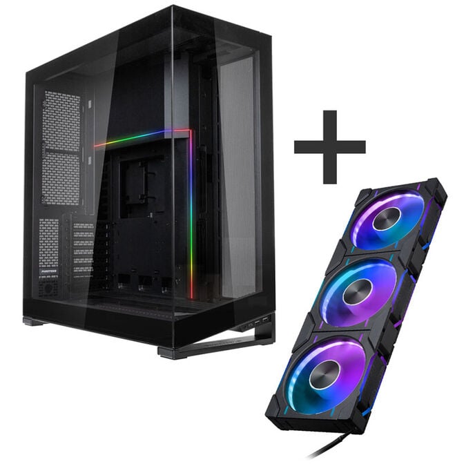PHANTEKS NV7 - schwarz + D30 PWM Reverse Airflow D-RGB L&uuml;fter, 3er Pack - 120mm image number 0