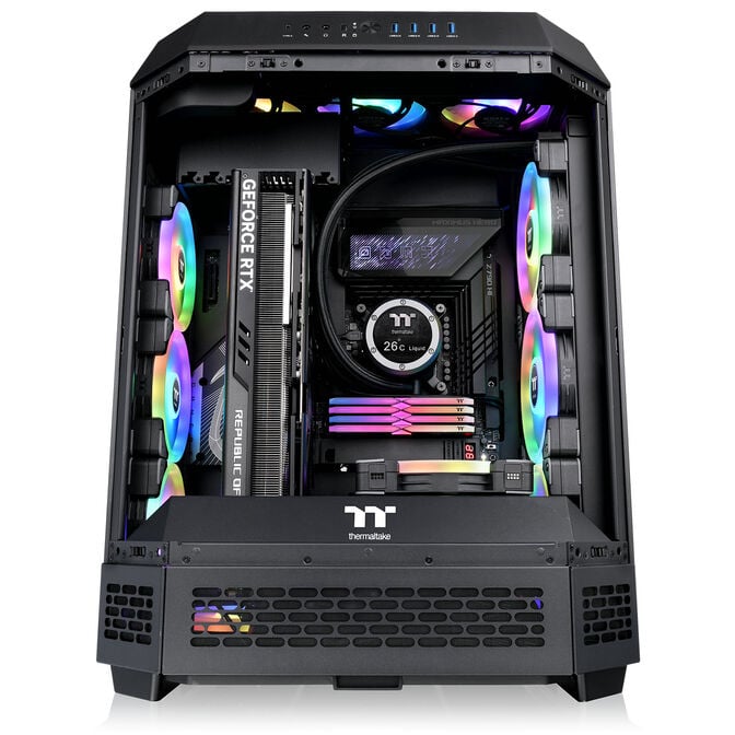 Thermaltake The Tower 600 PC Case, Mid Tower, ATX, Tempered Glass &ndash; includes 2x 140mm Fans, Black image number 8