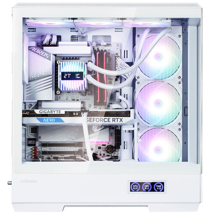 Zalman P50 DS PC-Gehäuse, Midi-Tower, ATX, RGB, Tempered Glass - weiß image number 3