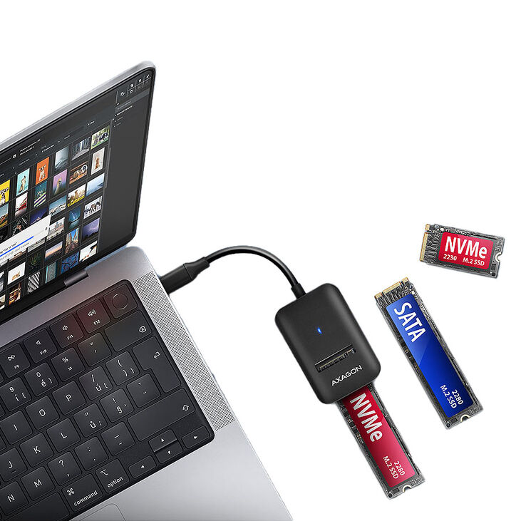 AXAGON ADM2-CM M.2-Adapter, USB-C 3.2 Gen2 -  NVMe / SATA SSD image number 3
