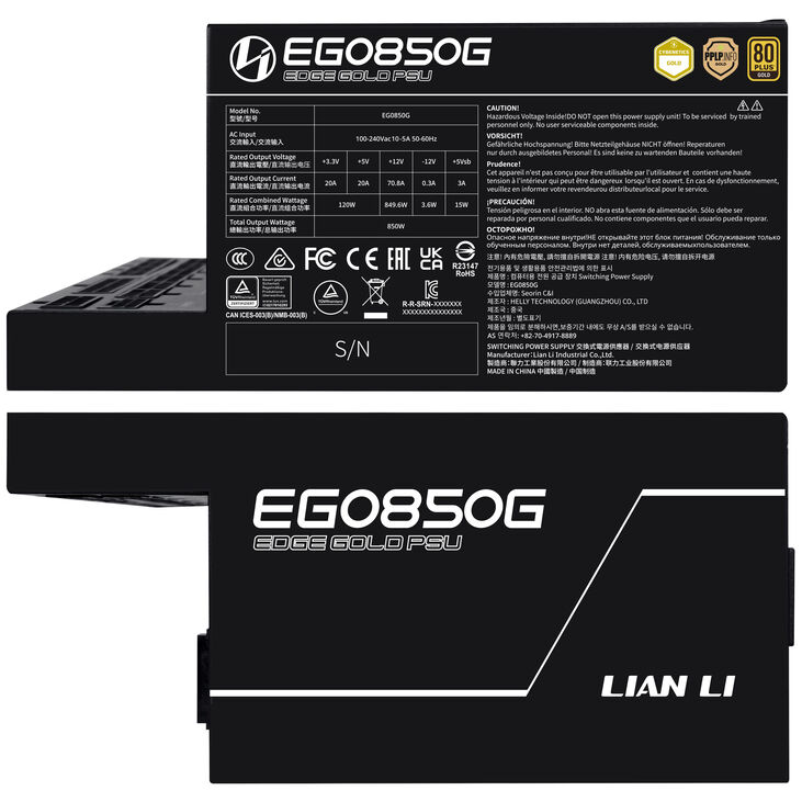 Lian Li EDGE GOLD 850 80 PLUS Gold Netzteil, PCIe 5.1, ATX 3.1 - 850 Watt, schwarz image number 3