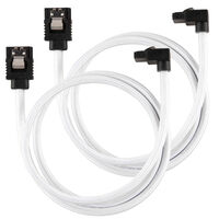 Corsair Premium Sleeved SATA-Kabel gewinkelt, wei&szlig; 60cm - 2er Pack