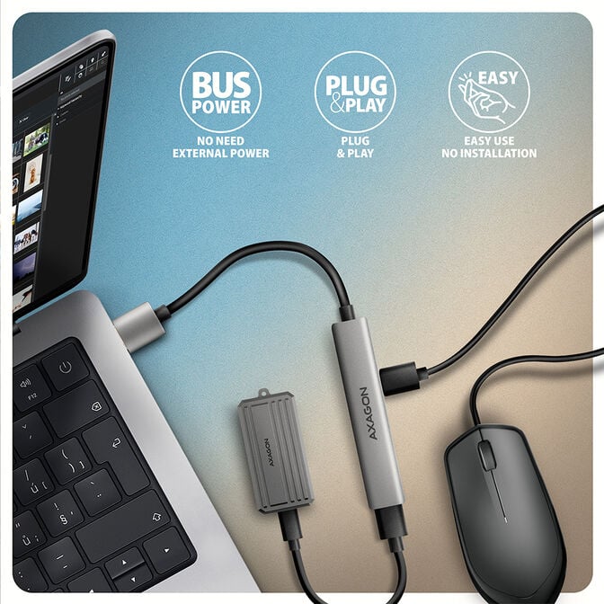 AXAGON HUE-STA USB-Hub - 3x USB-A, 1x USB-C image number 3