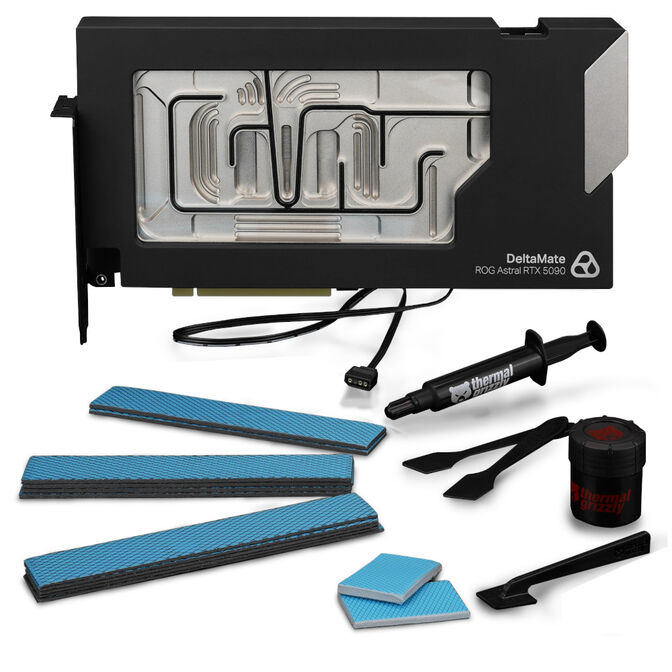 Thermal Grizzly DeltaMate 5090 Astral Glass Edition GPU Water Cooler, ARGB, with Backplate - Borosilicate Glass, Black image number 7