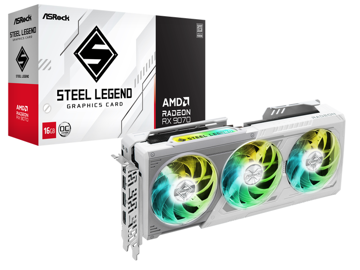 ASrock Radeon RX 9070 Steel Legend OC Grafikkarte, 16384 MB GDDR6 image number 0