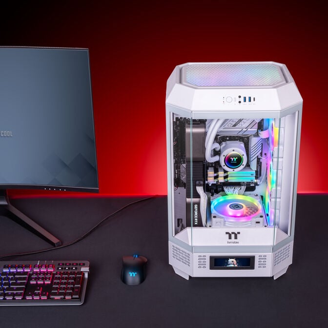 Thermaltake The Tower 300 PC-Geh&auml;use, Mini-Geh&auml;use, mATX, Tempered Glass - inklusive 2x 140-mm-L&uuml;fter, wei&szlig; image number 1