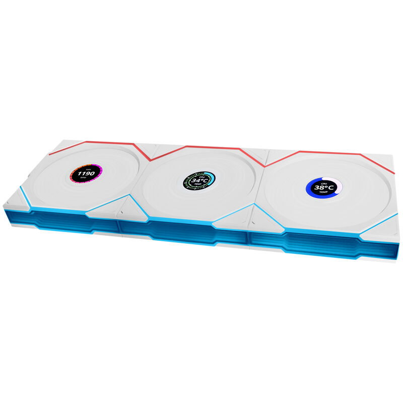 Lian Li UNI FAN TL Wireless LCD Lüfter, ARGB, PWM, 3er-Pack inkl. Controller - Reverse Blade, 120 mm, weiß