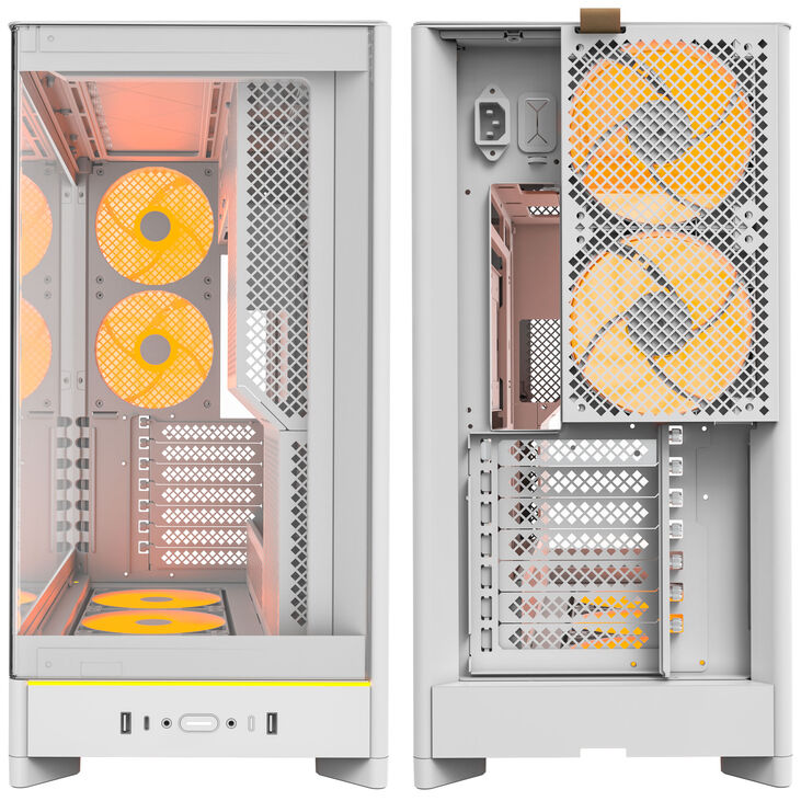 Montech HS02 PRO PC-Gehäuse, Midi-Tower, ATX, Tempered Glass, ARGB - weiß image number 6