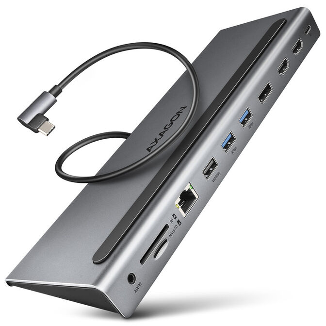 AXAGON HMC-4KX3 USB 3.0 Hub, MiniDP + 2x HDMI, LAN, PD, 3x USB-A, SD-Kartenleser, Audio image number 0