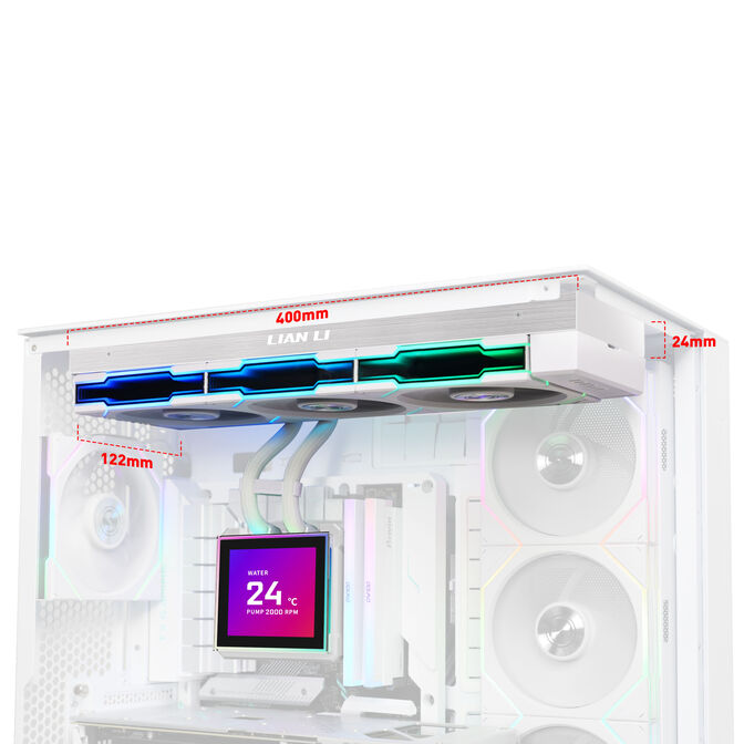 Lian Li HydroShift II LCD-S 360TL AiO Water Cooling, RGB, LCD Display - 360mm, white image number 4