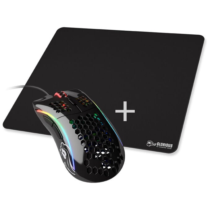 Glorious Model D Gaming-Maus - schwarz, glossy + Mauspad - XL image number 0