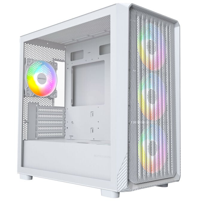 Montech X5M PC Case, Mid Tower, Micro-ATX, ARGB, Tempered Glass - White image number 0
