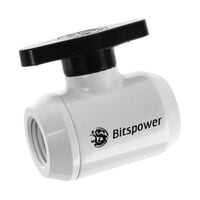Bitspower Absperrhahn 2x IG 1/4 Zoll, schwarzer Griff - wei&szlig;