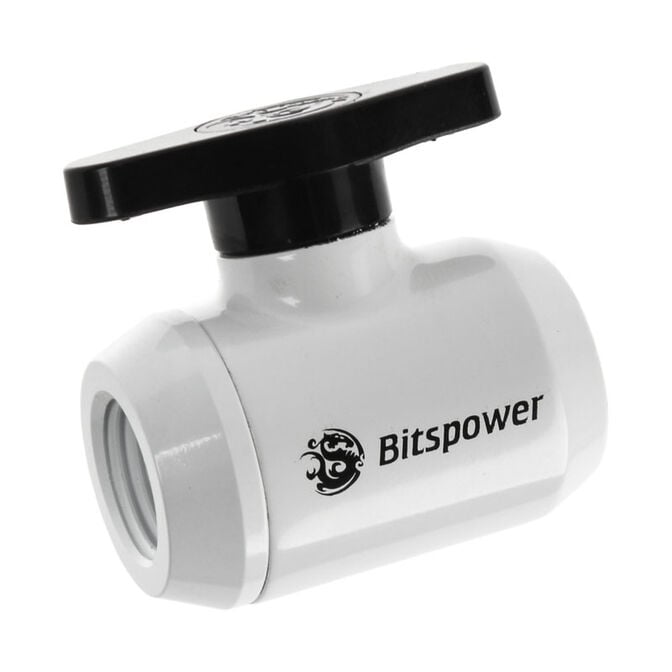 Bitspower Absperrhahn 2x IG 1/4 Zoll, schwarzer Griff - wei&szlig; image number 0