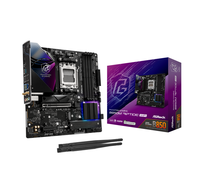 ASROCK B850M Riptide Wifi Mainboard, Sockel AM5, AMD B850, Micro-ATX, DDR5 image number 0