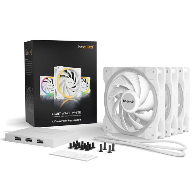 be quiet! Light Wings ARGB PWM L&uuml;fter, Triple Pack - 120mm, wei&szlig;, High Speed image number 5