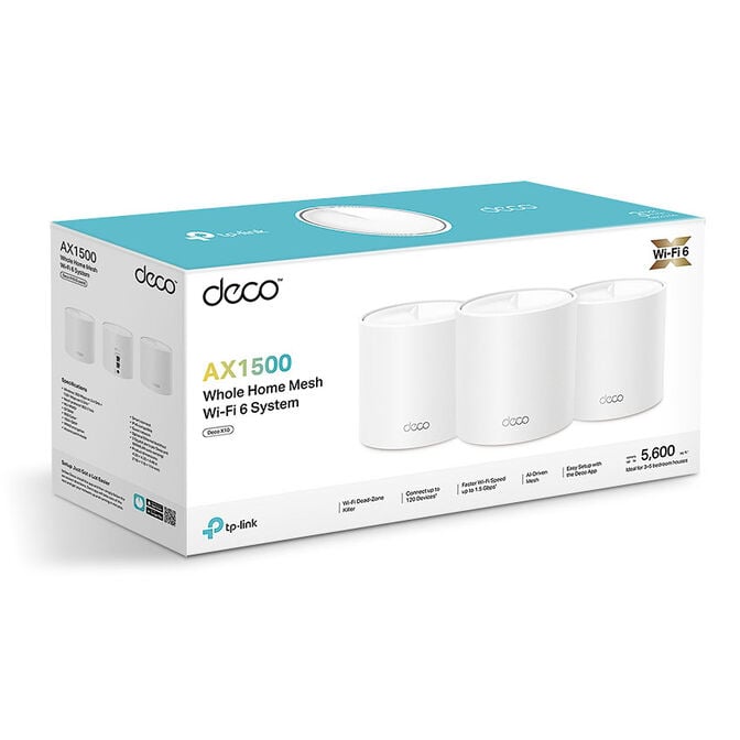 TP-Link Deco X1500 Mesh-Wi-Fi-System, Wi-Fi 6 AX1500, Dual-Band - wei&szlig;, 3er-Pack image number 2