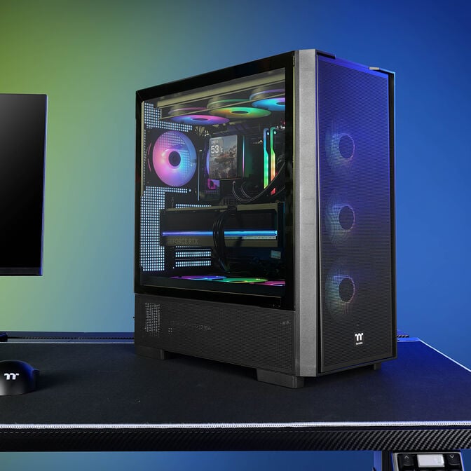 Thermaltake S380 TG ARGB PC-Geh&auml;use, Midi-Tower, ATX, Tempered Glass - inklusive 4x 120-mm-L&uuml;fter, schwarz image number 1