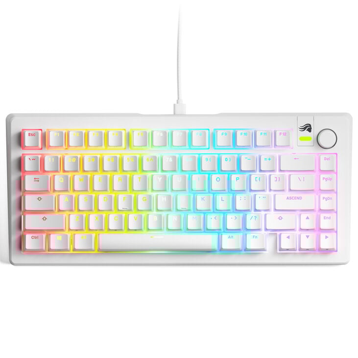 Glorious GMMK 3 75% Custom Gaming Keyboard - Pre-Built, ANSI (US), Fox Switches, White image number 1