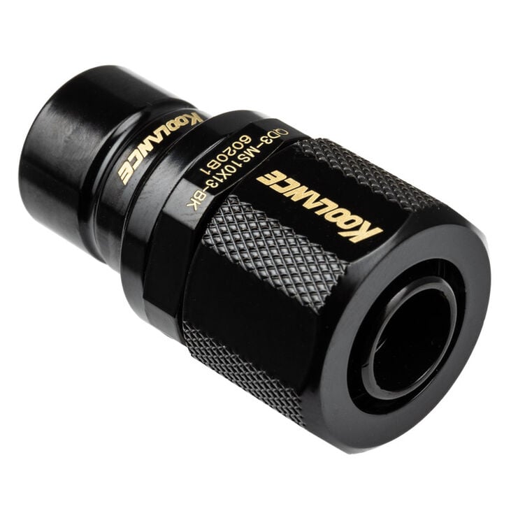 Koolance QD3 Schnellverschluss gerade männlich auf 13/10mm - no-spill, schwarz image number 1