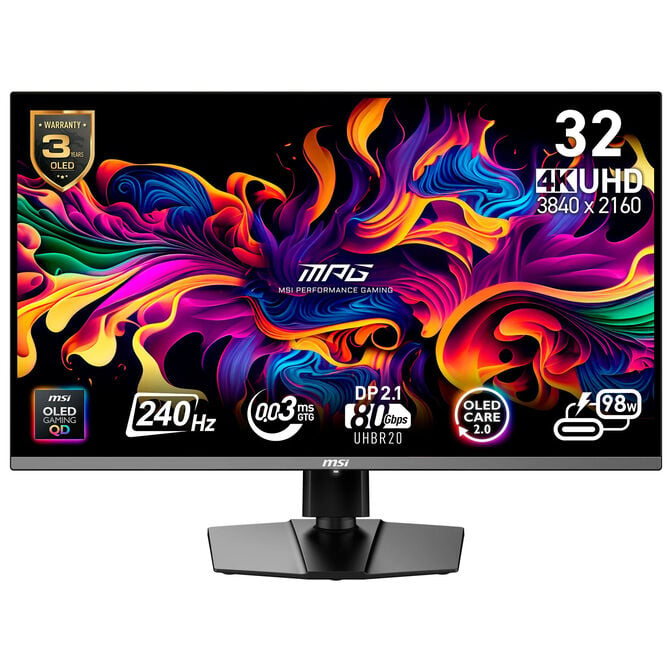 MSI MPG 322URXDE QD-OLED, 31.5-inch Gaming Monitor, 240 Hz, QD OLED, Adaptive Sync image number 1