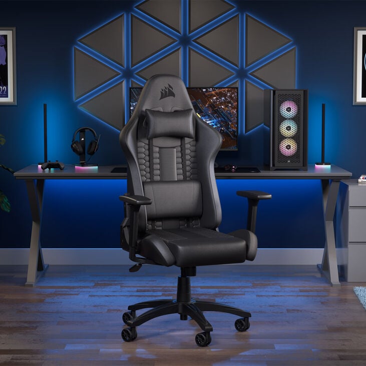 Corsair TC100 Relaxed Gaming Chair, Faux Leather - Black image number 8