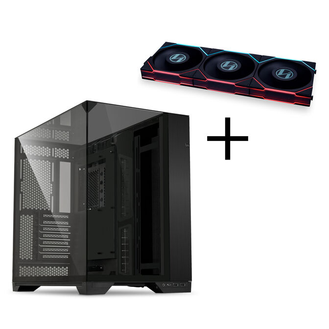 Lian Li O11 Vision Midi-Tower, Tempered Glass + TL LCD L&uuml;fter, 3er-Pack inkl. Controller - 120mm, schwarz image number 0
