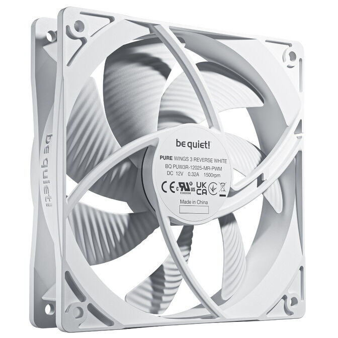 be quiet! Pure Wings 3 Fans, PWM, Reverse - 120mm, white, pack of 3 image number 2