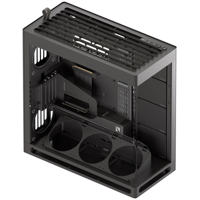 HAVN HS 420 VGPU PC Case, Mid Tower, E-ATX, Tempered Glass, PCIe 5.0 Riser Cable - Black image number 1