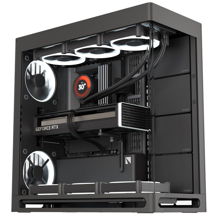HAVN HS 420 PC-Gehäuse, Midi-Tower, E-ATX, Tempered Glass - schwarz image number 1