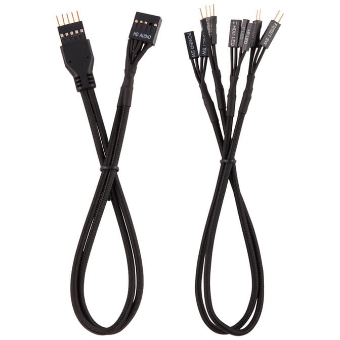 Corsair Premium Sleeved Frontpanel Kabel Verl&auml;ngerungskit, schwarz image number 1