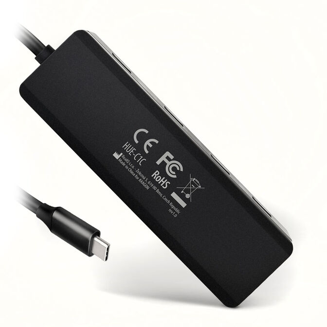 AXAGON HUE-C1C Superspeed USB-C Travel Hub, 4x USB 3.0 - 20cm, schwarz image number 2