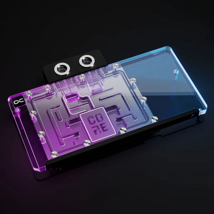 Alphacool Core RX 9070 Aorus Elite GPU water block, ARGB, with backplate - acrylic image number 2