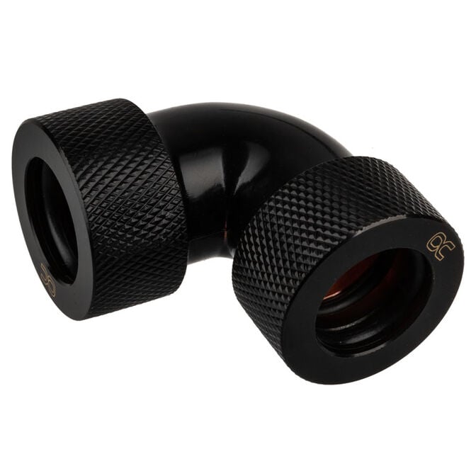 Alphacool HT Adapter 90 Degree 16mm OD to 16mm OD Hardtube - knurled, black image number 0