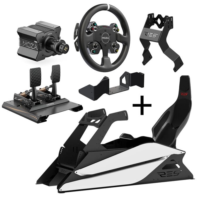 Res-Tech GT Cockpit Simracing Rig - Shiny White+ MOZA Bundle image number 0