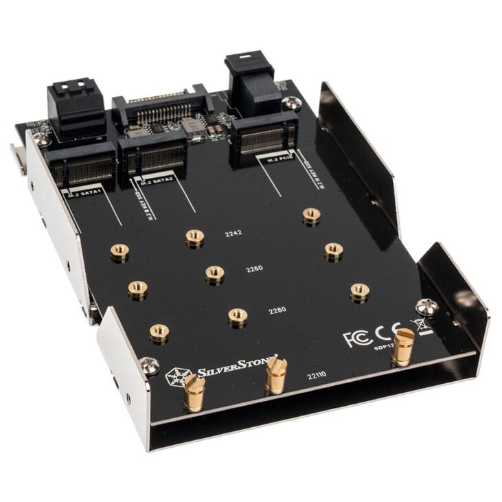 SilverStone SST-SDP12 - 3.5 Zoll für 2x M.2 SATA und 1x M.2 NVMe SSD Mounting Adapter Bracket image number 2