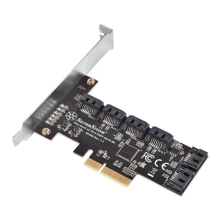 Silverstone SST-ECS06 SATA adapter card, PCIe 3.0, 6x SATA 6G - Low Profile image number 0